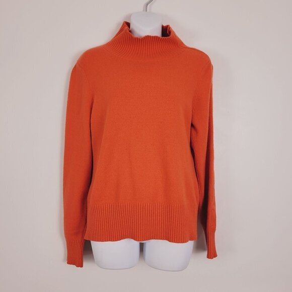 MOTH Anthropologie Pumpkin Orange Mock Neck Snap‎ Sleeve Sweater - Picture 1 of 8